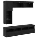 TV-skab med LED Vægmonteret 7 pcs Sort eg Konstrueret træ