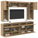 Tv vægskab sæt med LED 6 pcs Artisan Eg Konstrueret træ