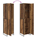 Warderobe med dør Gammelt træ 50 x 50 x 200 cm Konstrueret træ