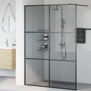 Walk-in brusevæg Sort 140 x 195 cm hærdet glas