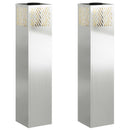 Solar LED sti lys med batteridrevne lys 2 pcs Sølv Galvaniseret