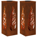 Solar LED sti lys med batteridrevne lys 2 pcs Bronze Cortenstål