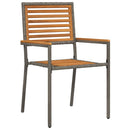 Have stapelstole 4 pcs Brun og grå Solid akacietræ, PE rattan