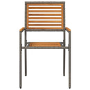 Have stapelstole 4 pcs Brun og grå Solid akacietræ, PE rattan