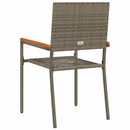Have stapelstole 4 pcs Grå og Brun PE rattan, Solid akacietræ