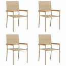 Have stapelstole 4 pcs Creme og Brun PE rattan, Solid akacietræ