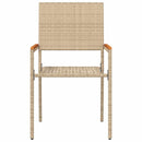 Have stapelstole 4 pcs Creme og Brun PE rattan, Solid akacietræ