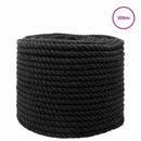 Bomulds Snor 12 mm 100 m Sort 100% Bomuld