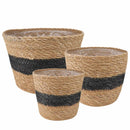 Søgræs Planterkurve 3 pcs Naturfarvet og sort Ø26 x 19 cm