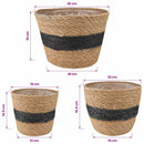 Søgræs Planterkurve 3 pcs Naturfarvet og sort Ø26 x 19 cm
