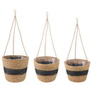 Søgræs Planterkurve 3 pcs Naturfarvet og sort Ø26 x 19 cm