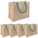 Jute tasker 5 Naturlig og Grøn 26 x 22 x 14 cm 100% Tossa Jute