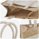 Jute håndtasker med lomme 5 Natur og hvid 26 x 22 x 14 cm
