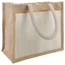 Jute håndtasker med lomme 5 Natur og hvid 26 x 22 x 14 cm