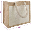 Jute håndtasker med lomme 5 Natur og hvid 26 x 22 x 14 cm