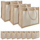 Jute håndtasker med lomme 10 Natur og hvid 26 x 22 x 14 cm