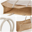 Jute håndtasker med lomme 5 Natur og hvid 42 x 33 x 19 cm