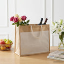 Jute håndtasker med lomme 10 Natur og hvid 42 x 33 x 19 cm