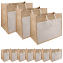 Jute håndtasker med lomme 10 Natur og hvid 42 x 33 x 19 cm