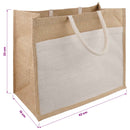 Jute håndtasker med lomme 10 Natur og hvid 42 x 33 x 19 cm