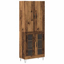 Highboard 2 pcs Gammelt træ Konstrueret træ og glas