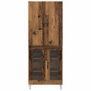 Highboard 2 pcs Gammelt træ Konstrueret træ og glas