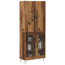 Highboard 2 pcs Gammelt træ Konstrueret træ og glas