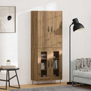 Highboard 2 pcs Artisan Egetræ Konstrueret træ og glas