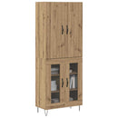 Highboard 2 pcs Artisan Egetræ Konstrueret træ og glas