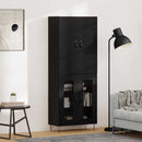 Highboard 2 pcs Sort eg Konstrueret træ og glas