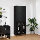 Highboard 2 pcs Sort eg Konstrueret træ og glas