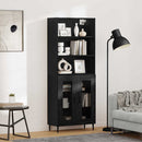 Highboard Sort eg 69,5 x 34 x 180 cm Ingeniørtræ og glas