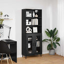 Highboard Sort eg 69,5 x 34 x 180 cm Ingeniørtræ og glas