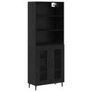 Highboard Sort eg 69,5 x 34 x 180 cm Ingeniørtræ og glas