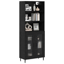 Highboard Sort eg 69,5 x 34 x 180 cm Ingeniørtræ og glas