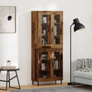 Highboard 2 pcs Gammelt træ Ingeniørtræ og glas