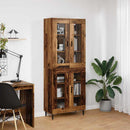 Highboard 2 pcs Gammelt træ Ingeniørtræ og glas