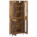 Highboard 2 pcs Gammelt træ Ingeniørtræ og glas