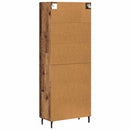 Highboard 2 pcs Gammelt træ Ingeniørtræ og glas