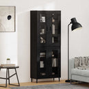 Highboard 2 pcs Sort eg Ingeniørtræ og glas