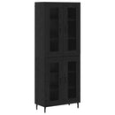 Highboard 2 pcs Sort eg Ingeniørtræ og glas