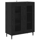 Highboard 2 pcs Sort eg Ingeniørtræ og glas