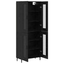Highboard 2 pcs Sort eg Ingeniørtræ og glas