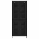 Highboard 2 pcs Sort eg Ingeniørtræ og glas