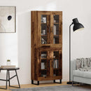 Highboard 2 pcs Gammelt træ Ingeniørtræ og glas