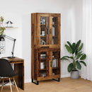 Highboard 2 pcs Gammelt træ Ingeniørtræ og glas