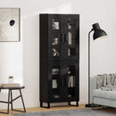 Highboard 2 pcs Sort eg Ingeniørtræ og glas