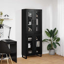 Highboard 2 pcs Sort eg Ingeniørtræ og glas