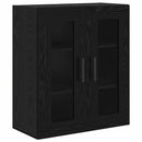 Highboard 2 pcs Sort eg Ingeniørtræ og glas