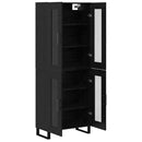Highboard 2 pcs Sort eg Ingeniørtræ og glas